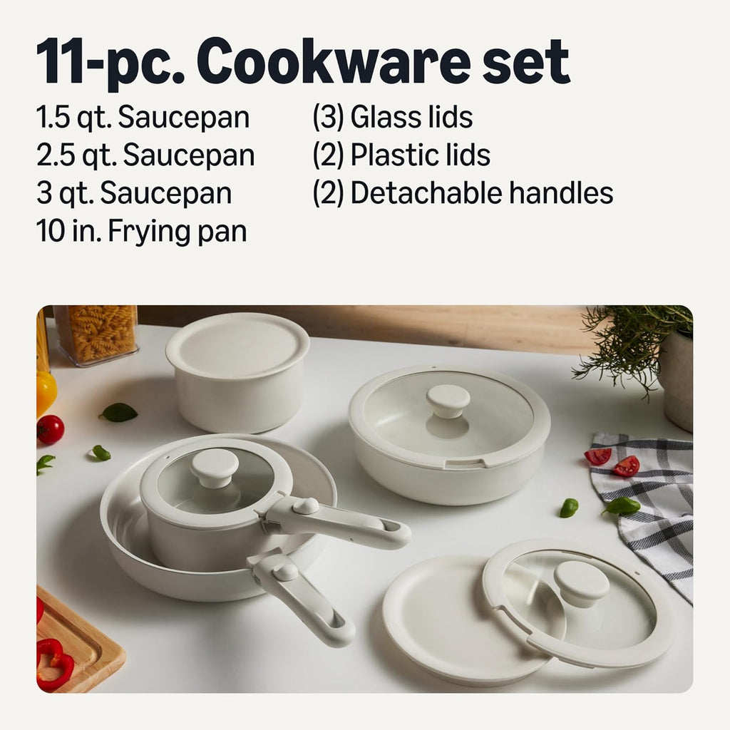 11 Pcs Cookware Detachable Handles Set