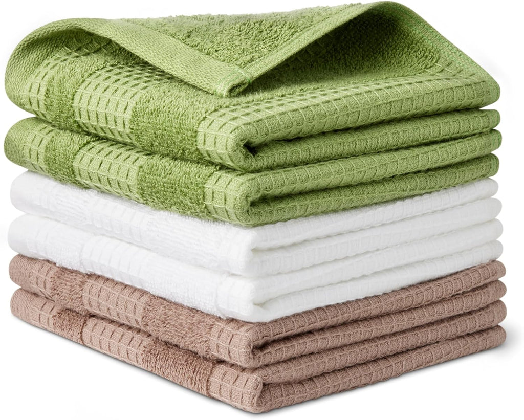 Organic Cotton Waffle Kitchen Dish Cloths - 6Pc