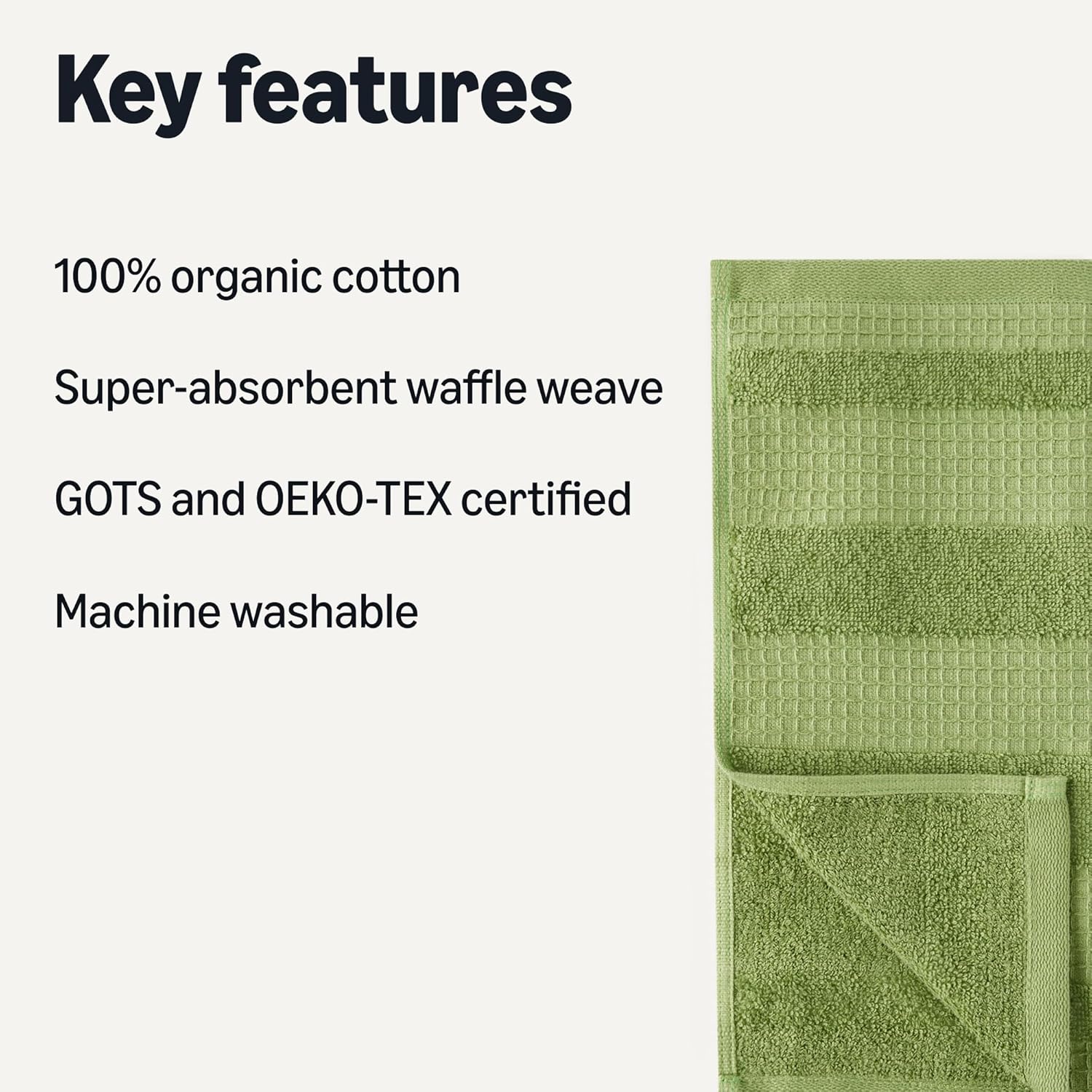 Organic Cotton Waffle Kitchen Dish Cloths - 6Pc